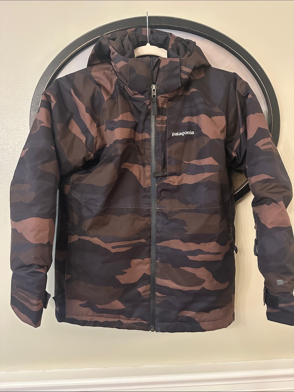 Patagonia Kids Brown and Black Camo Puffer Jacket